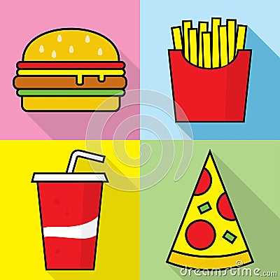 Fast food icons â€“ stock illustration Vector Illustration